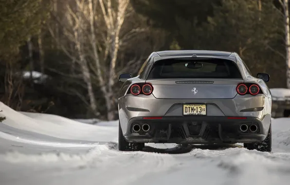 Winter, Snow, Grey, Road, Ferrari FF