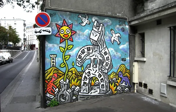 Picture graffiti, France, Paris, street art
