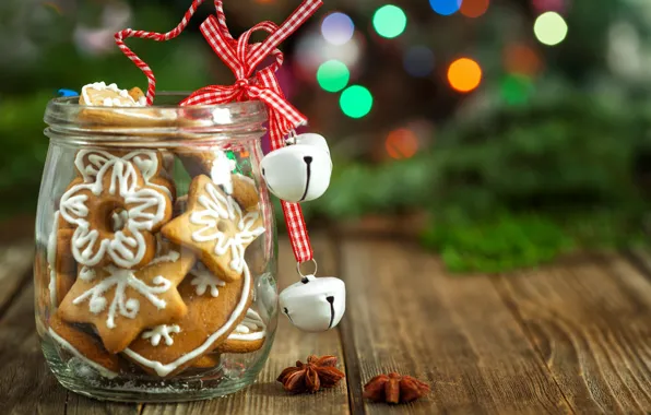 Holiday, Board, new year, Christmas, cookies, Bank, tree, bokeh
