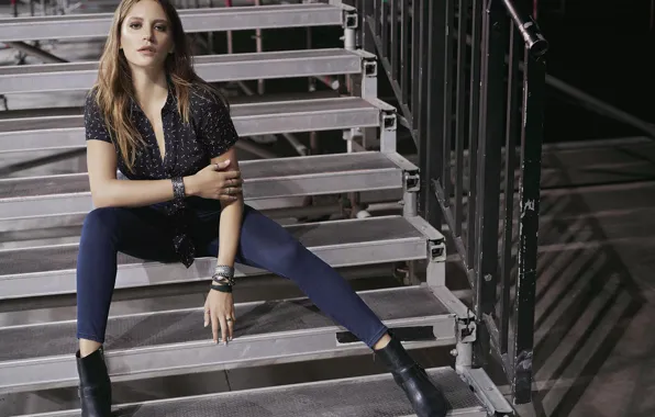 Picture girl, decoration, jeans, ladder, blouse, Serenay Sarikaya
