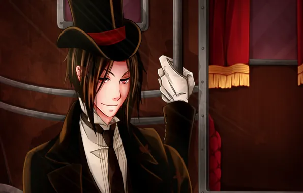 Train, hat, cloak, sebastian, Kuroshitsuji, Sebastian Michaelis, Dark Butler, by namisiaa