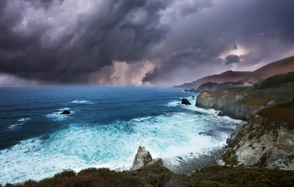 Picture HILLS, MOUNTAINS, The OCEAN, The SKY, SURF, BEAUTY