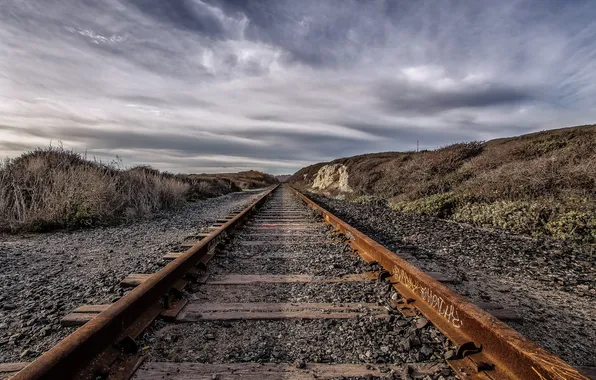 Picture landscape, perspective, railroad