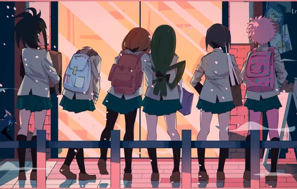 Girls, door, My hero Academy, Boku No Hero Academy, look