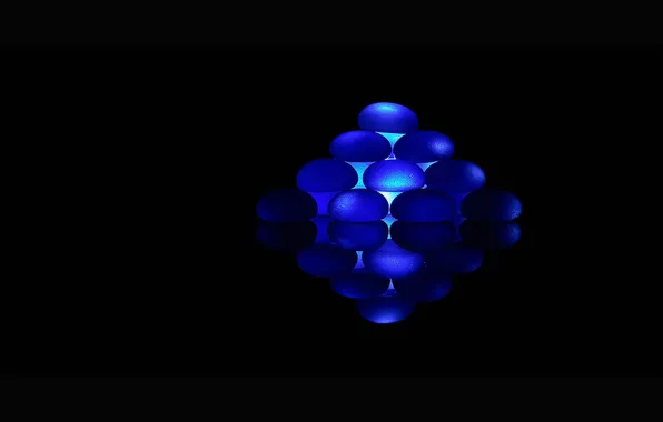 Picture blue, black background, rhombus, ellipses