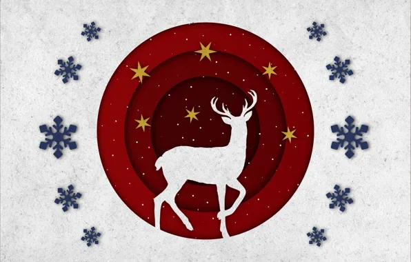 Stars, circles, snowflakes, round, deer, silhouette, Christmas, New year