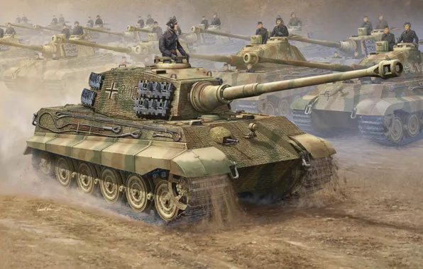 Picture war, tank, Art, Stroy, heavy, German, Tiger II, PzKpfw VI Ausf. B