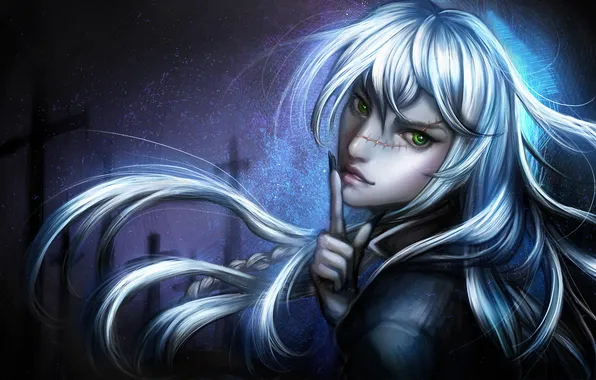 Picture girl, face, scar, white hair