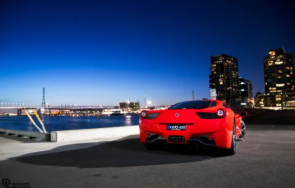 Picture the city, home, red, ferrari, Ferrari, Italy, 458 italia, back