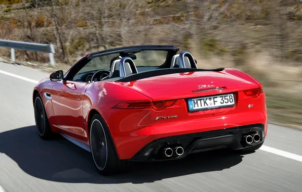 Picture road, auto, speed, Jaguar, rear view, F-Type, V8 S