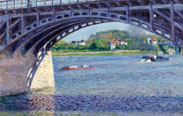 River, picture, support, arch, Gustave Caillebotte, Gustave Caillebotte, The bridge on the Seine at Argenteuil