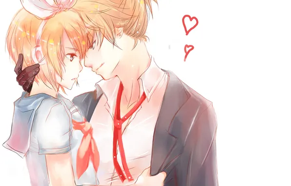 Picture look, girl, love, guy, vocaloid, hugs, kagamine rin, Vocaloid