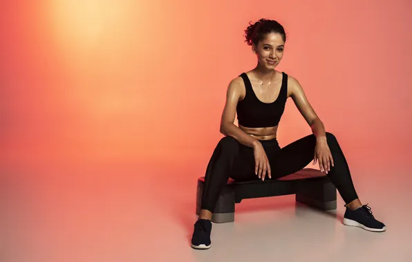 Picture girl, young, model, pretty, brunette, gorgeous, leggings, long-haired