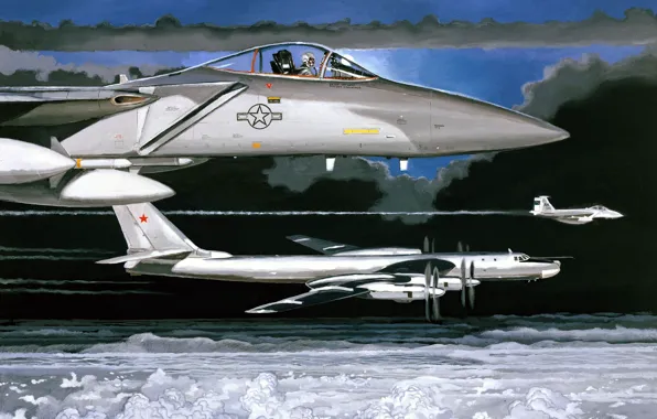 Picture figure, oil, Picture, f-15, Tu-95MS, eagle