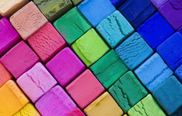 Bright, background, cubes, texture, colorful, crayons