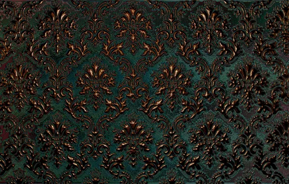 Metal, pattern, Shine, texture, the reflection, ornament, green background, relief