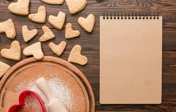 Holiday, heart, Board, heart, cookies, hearts, Notepad, heart