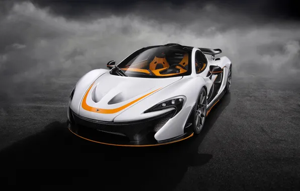 White, art, hypercar, McLaren P1