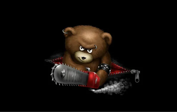 Picture darkness, lightning, piercing, Bear, evil, chainsaw