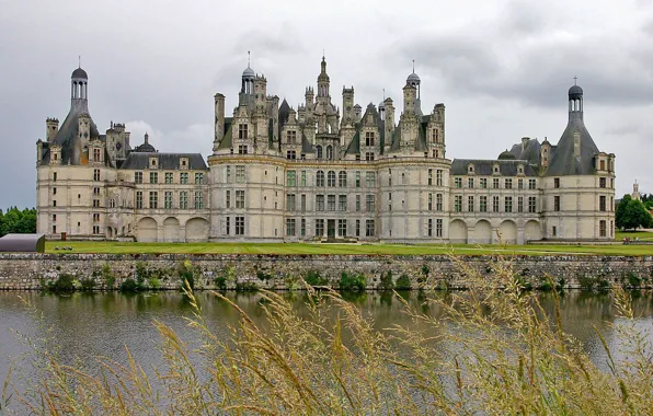 Picture Landscape, pond, Chambord castle