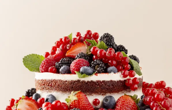 Picture berries, raspberry, background, strawberry, cake, BlackBerry, blueberries, red currant