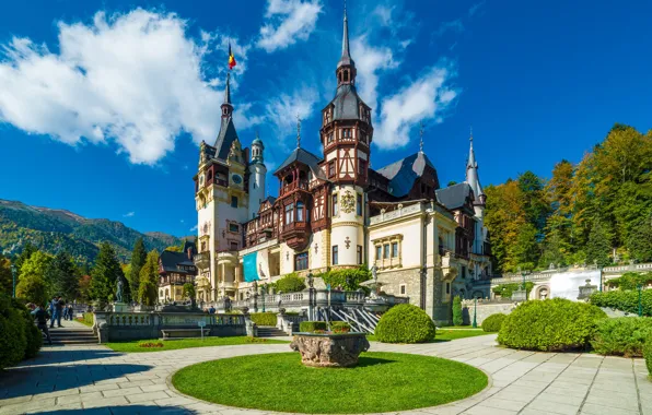 The sky, clouds, Romania, Peles Castle
