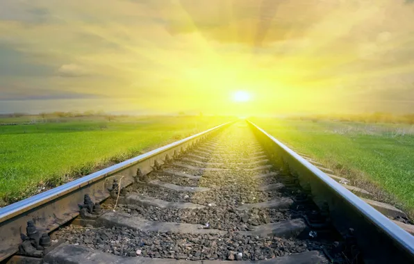 The sun, railroad, bright