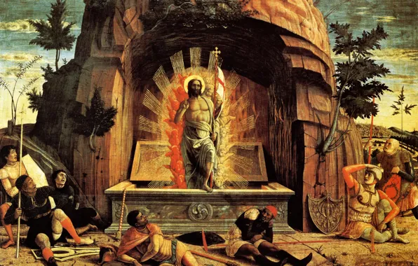 Picture Towers, Andrea Mantegna, Oil on Wood, 1459, museum of Fine Arts, The Réssurection