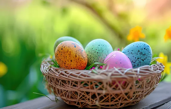 Eggs, spring, colorful, Easter, happy, wood, spring, Easter