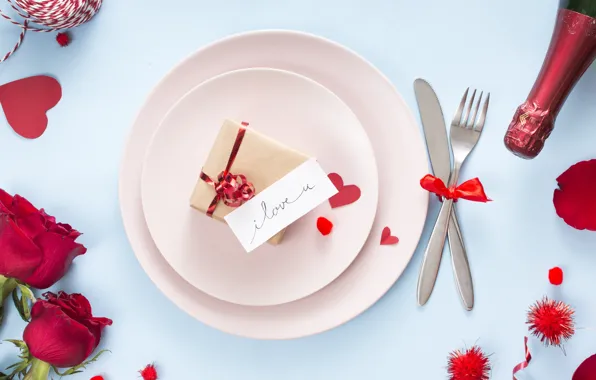Romance, Love, roses, champagne, Heart, lodbrok