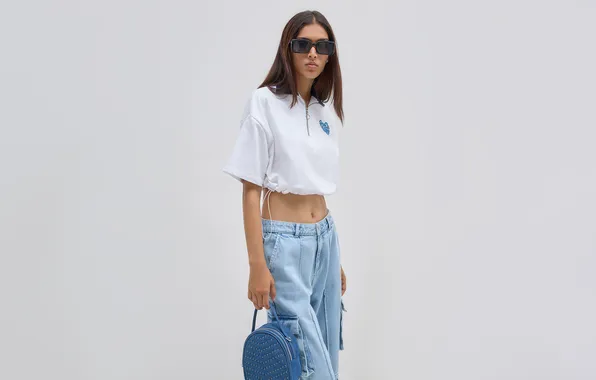 Girl, white, top, looking at viewer
