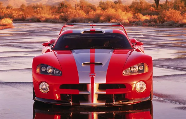 Picture red, reflection, strip, hills, concept, cacti, supercar, viper