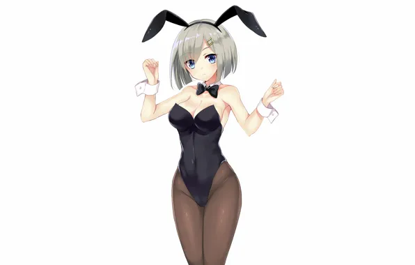 Girl, sexy, cleavage, boobs, anime, blue eyes, beautiful, short hair