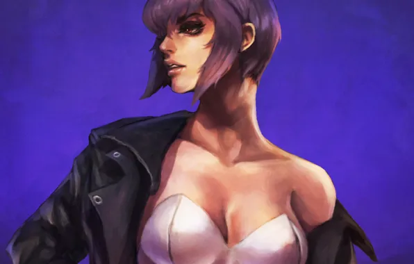 Chest, girl, anime, art, jacket, cyborg, Ghost in the Shell, the fireworks kusanagi