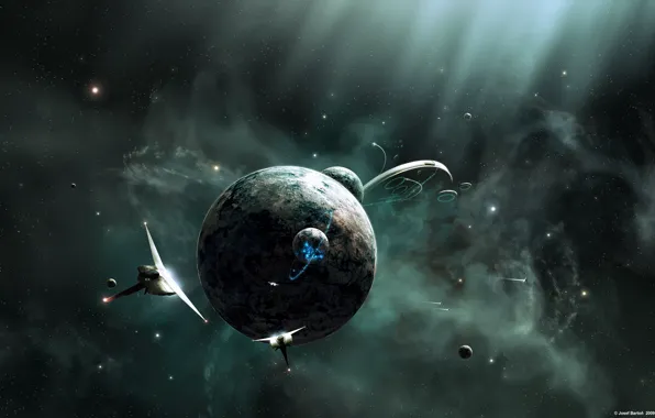 Picture space, planet, ships, galaxy, space, space