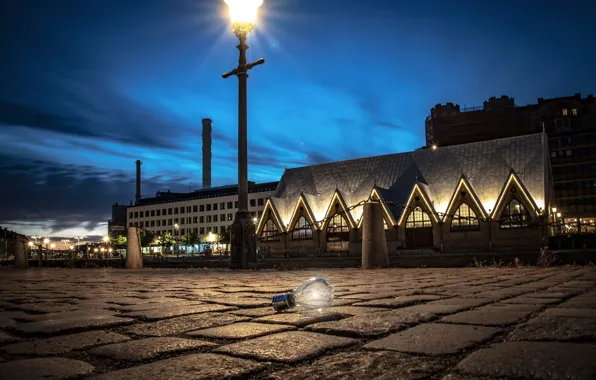 Light bulb, the city, lights, the evening, Gothenburg