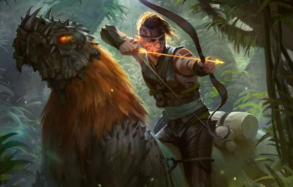 Being, bow, arrow, rider, Hallar The Firefletcher