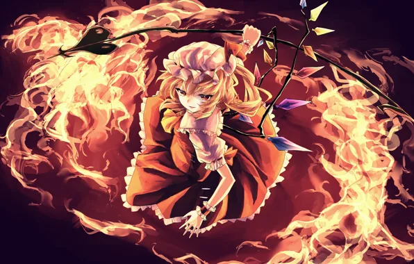 Girl, fire, Touhou, Touhou