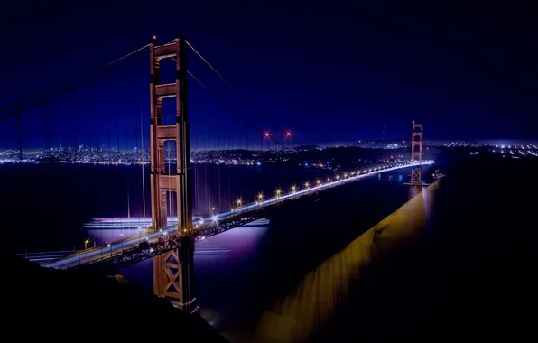 Bridge, the city, the evening, San Francisco, Golden Gate Bridge, California, San Francisco, the Golden …
