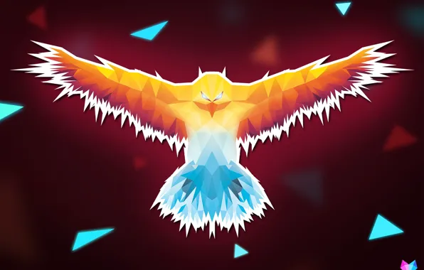 Line, fire, bird, triangles, heat, angle, geometry, art