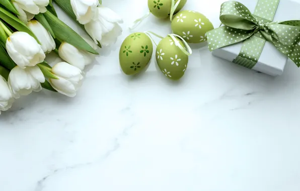 Gift, Easter, tulips, white, gift, Easter, Tulips, Eggs