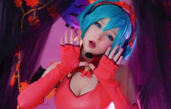 Girl, sexy, Hatsune Miku, cleavage, Vocaloid, blouse, boobs, blue eyes