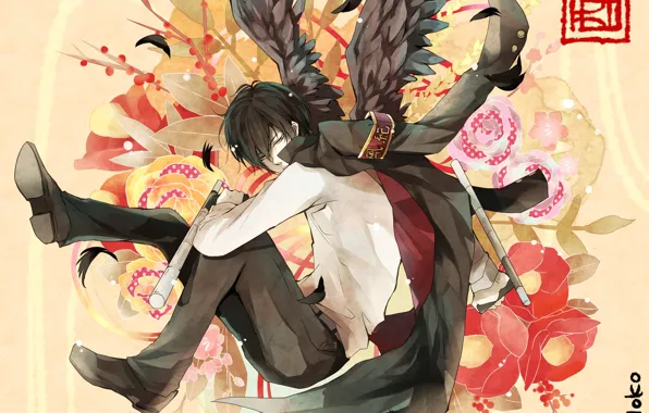 Anime, guy, Katekyo Hitman REBORN!, Hibari Kyoya, The clams