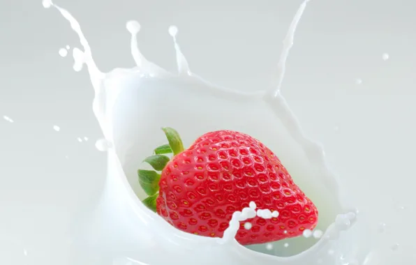 Picture berries, splash, milk, strawberry