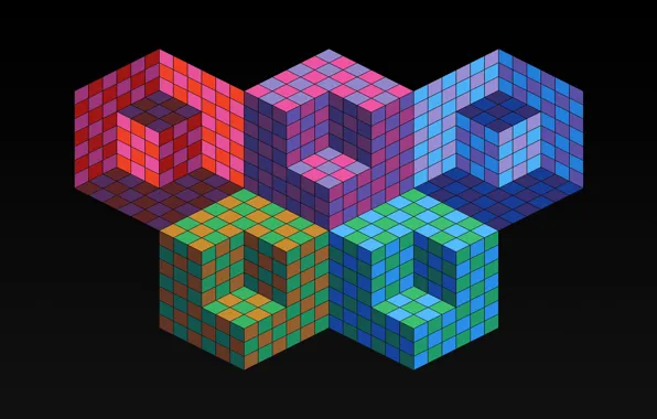Color, Olympics, cube, cube, the volume, rhombus