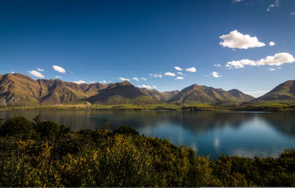 Mountains, lake, New Zealand, New Zealand, Lake Wakatipu, lake Wakatipu, Otago, Otago