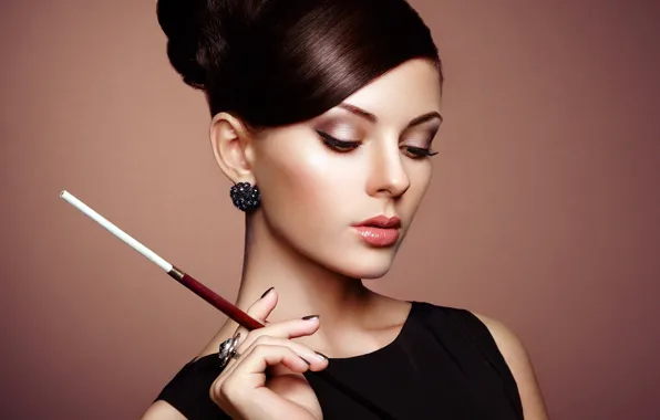 Pose, background, model, portrait, brown hair, beauty, Oleg Gekman