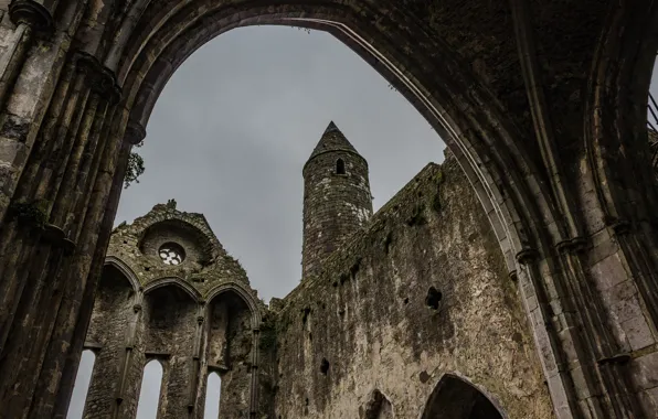 Picture the sky, castle, ruins, Ireland, Rock of Cashel, medieval architecture, Cashel Rock