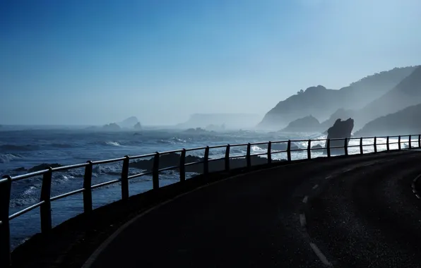 Picture road, sea, shore, morning