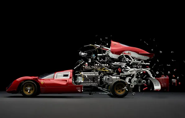 Machine, race, mechanism, speed, ferrari, disassembly, fabian oefner